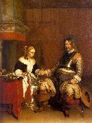 Gerard Ter Borch Soldier Offering a Young Woman Coins China oil painting reproduction